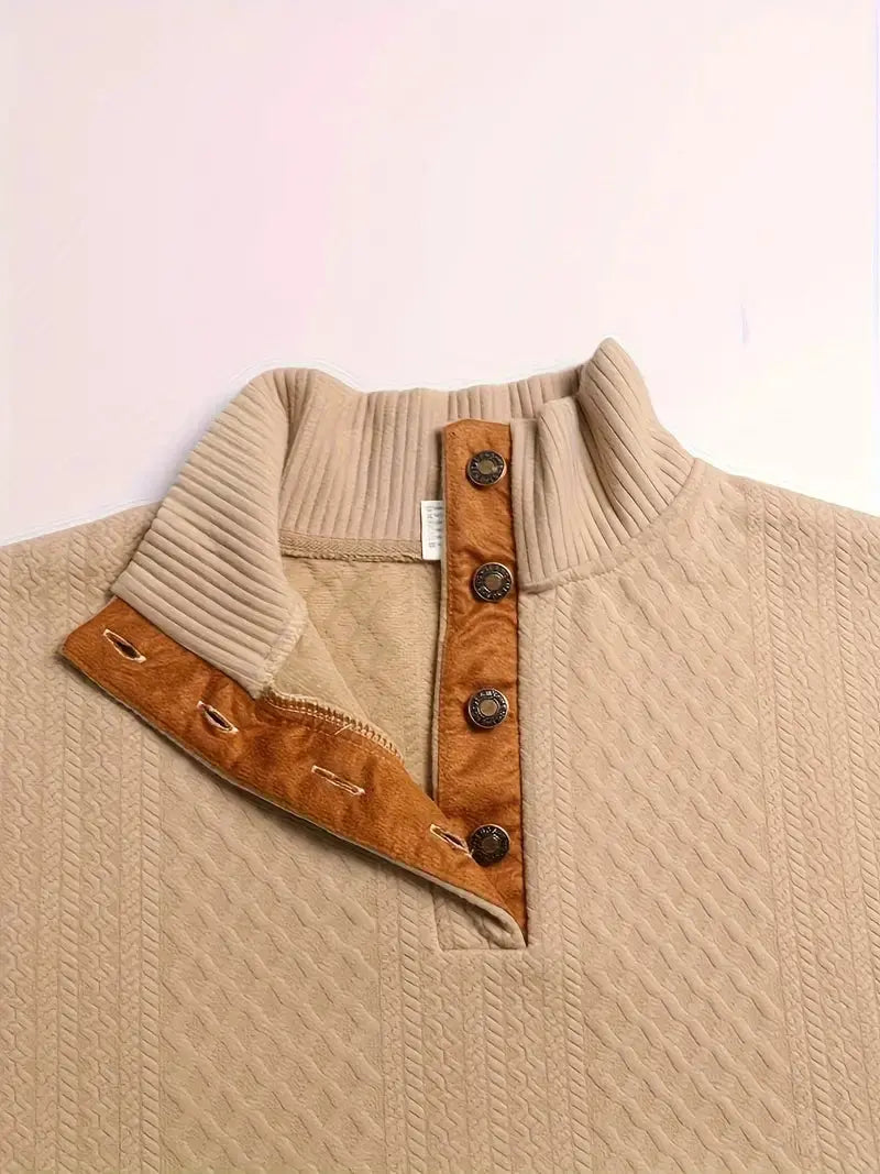 Męski dziany sweter outdoor z naszywkami - Logan