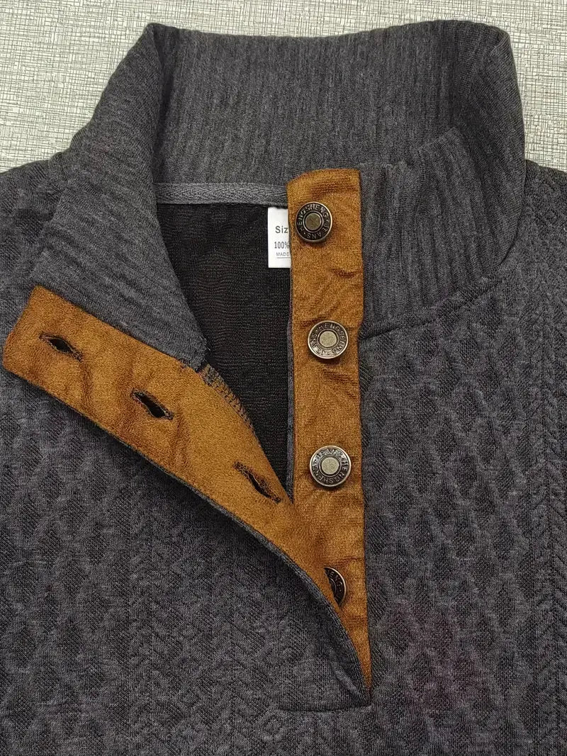 Męski dziany sweter outdoor z naszywkami - Logan