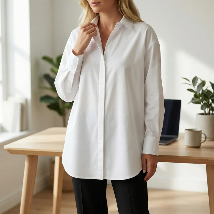 Oversized Blouse Met Omgeslagen Kraag - Blanca