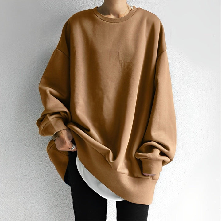 Oversized Crew Neck Jumper - Ruby