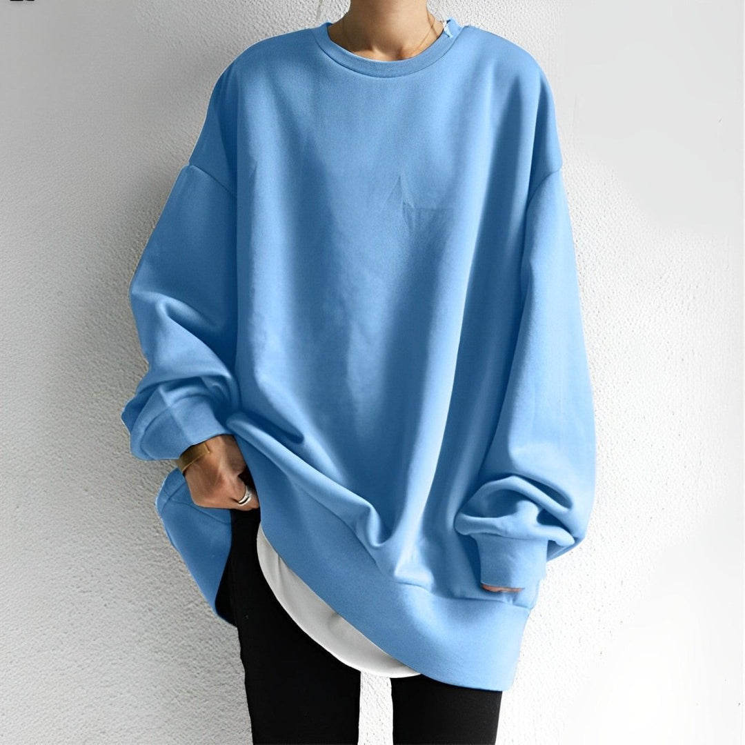 Oversized Crew Neck Jumper - Ruby