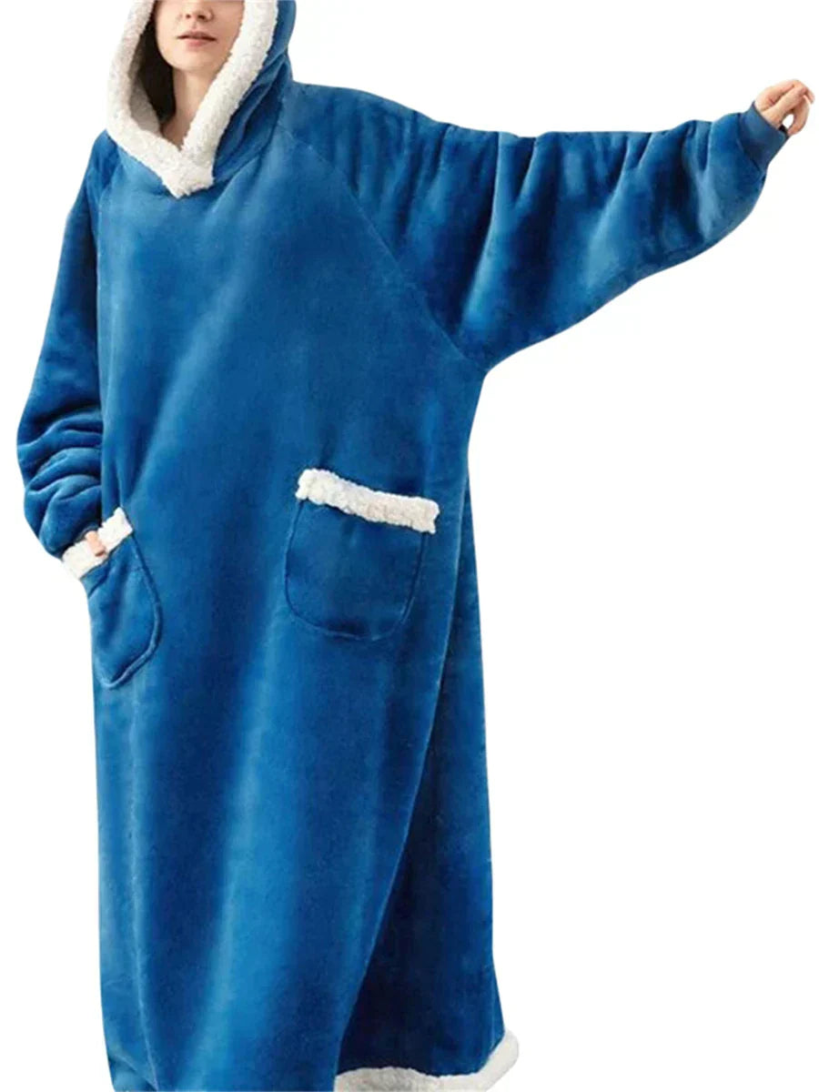 Oversized Hooded Blanket With Front Pocket - Lola