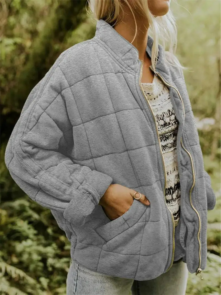 Oversized Quilted Zip-Up Jacket - Kathy