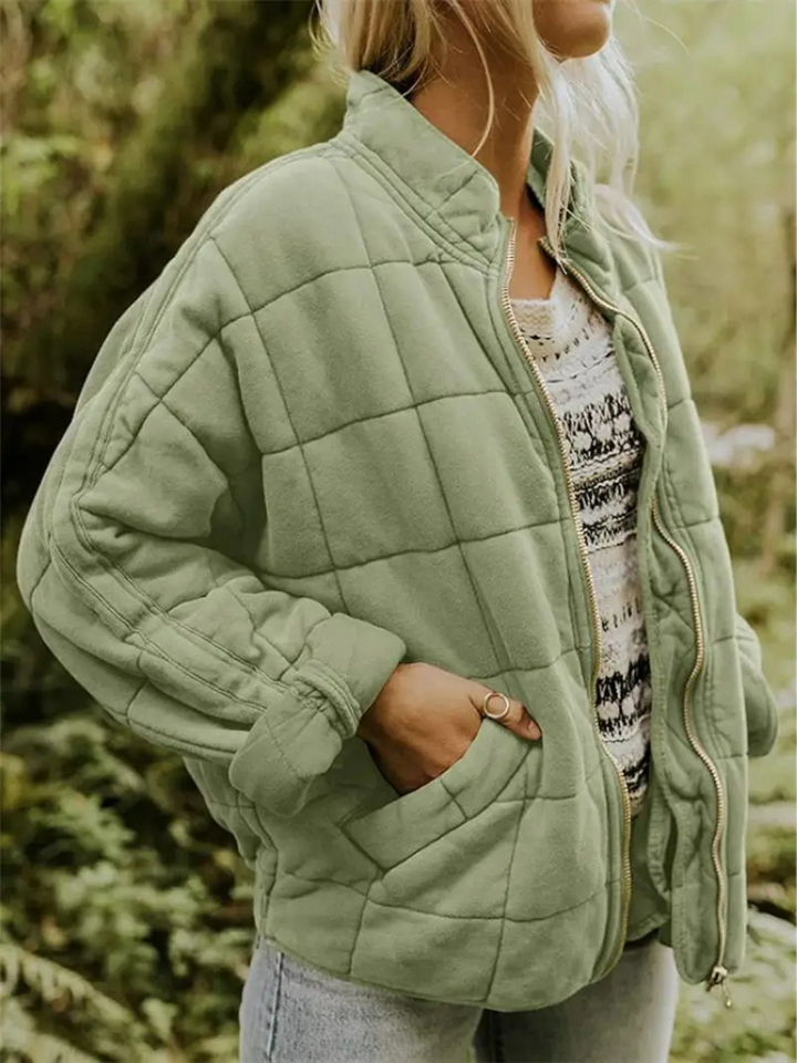 Oversized Quilted Zip-Up Jacket - Kathy