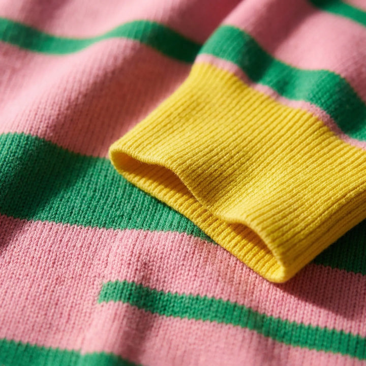 Oversized Striped Crew-Neck Sweatshirt - Holly