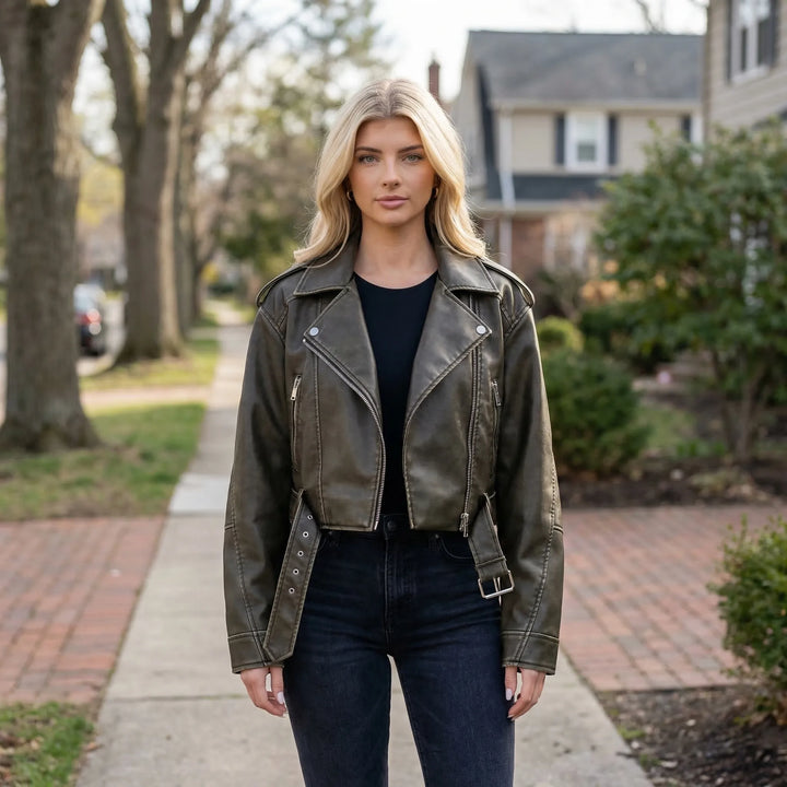 Oversized Vintage Biker Jacket - Jane