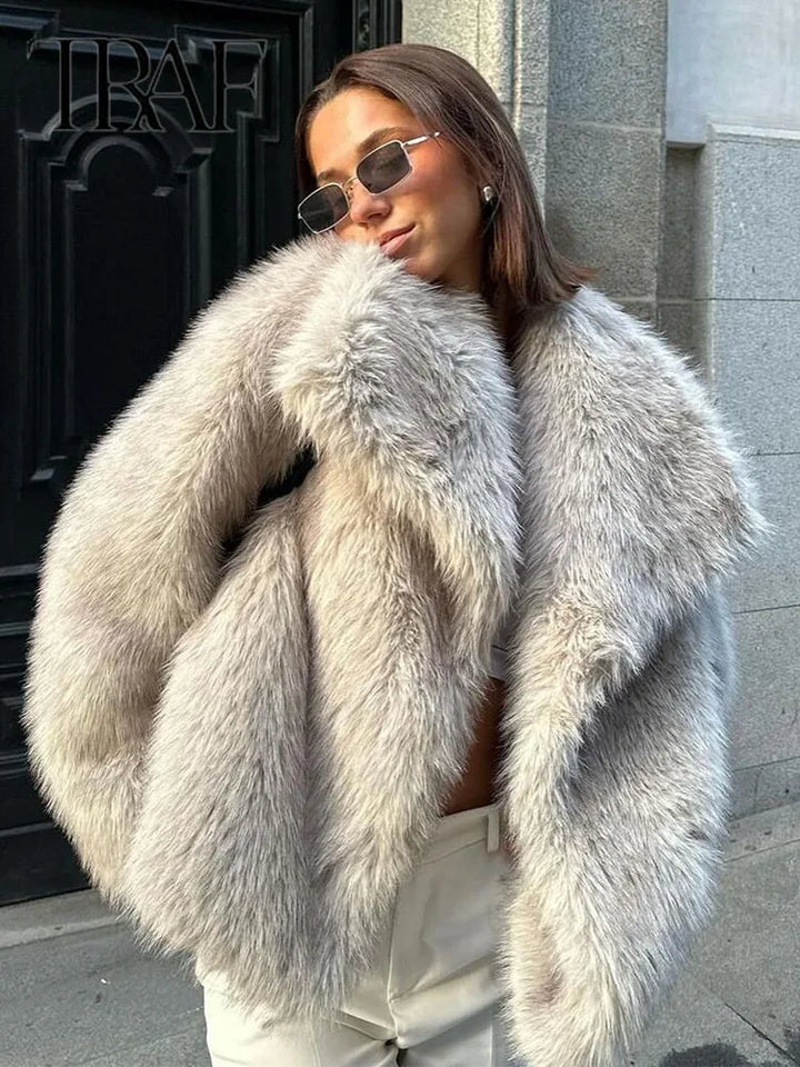 Oversized Winter Coat With Faux-Fur Finish - Elena