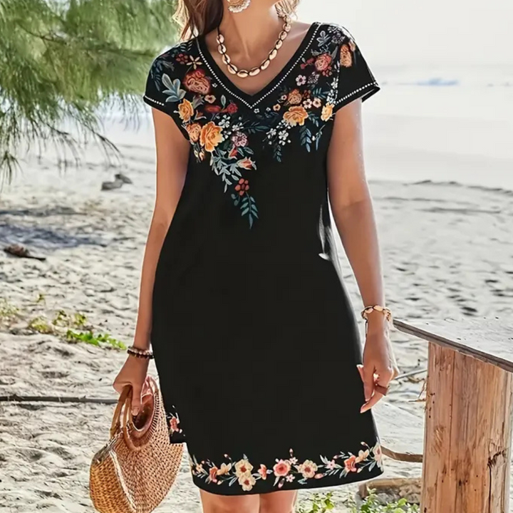 Black Floral Summer Dress - Sofia