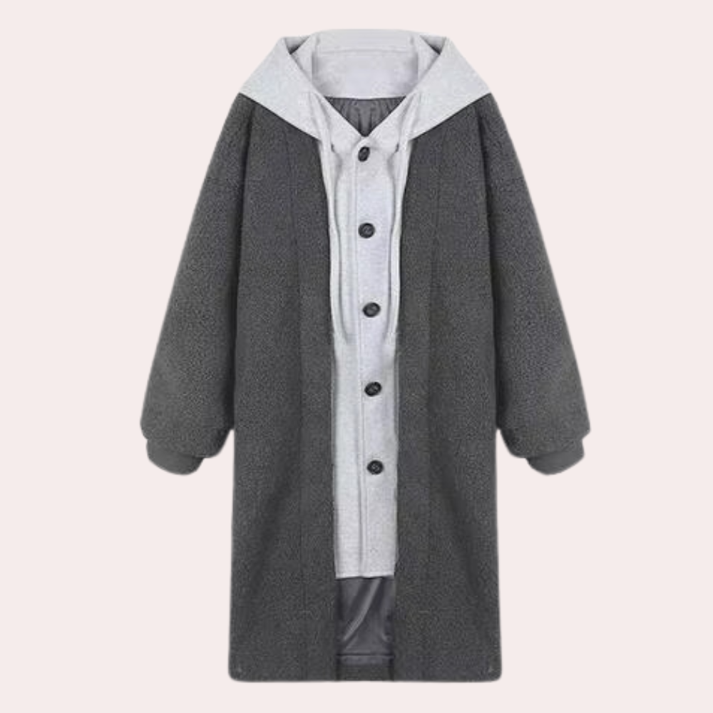 Casual Long Women's Coat with Hood - Isla
