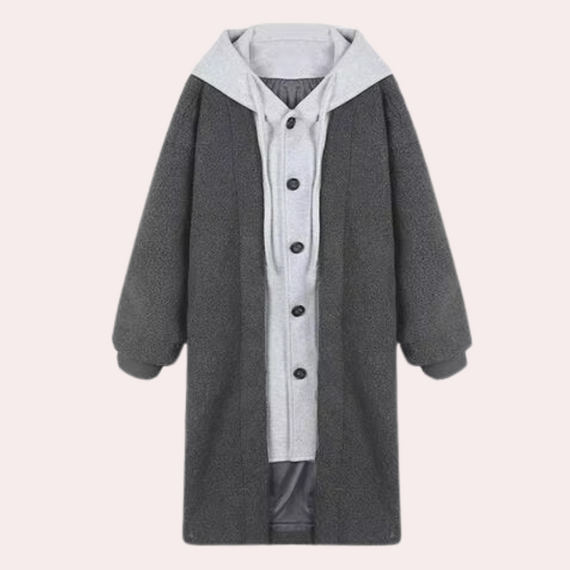 Casual Long Women's Coat with Hood - Isla