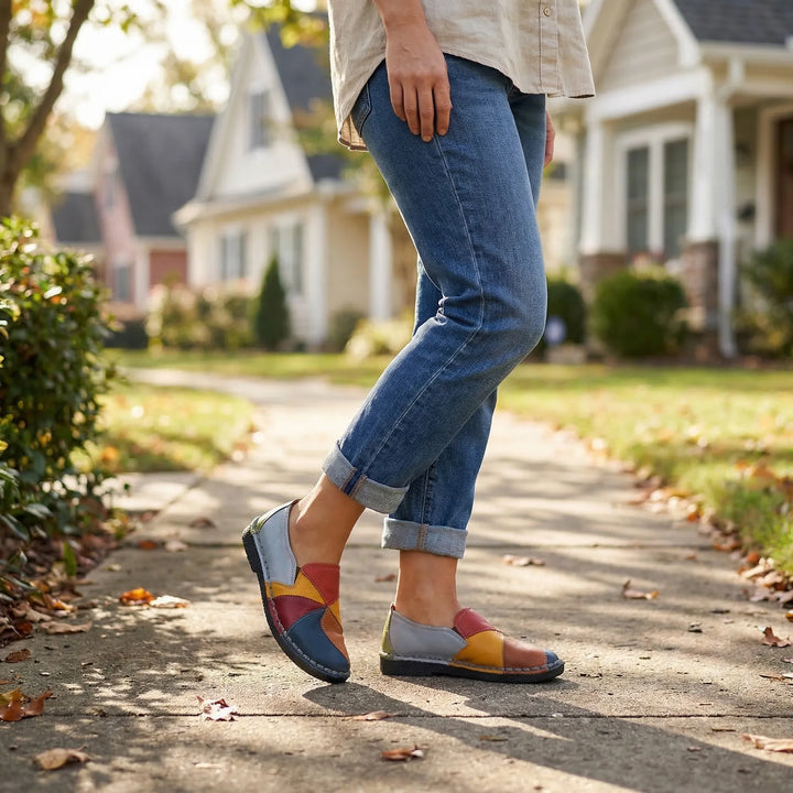 Patchwork Slip-On Flat Loafer - Cecilia