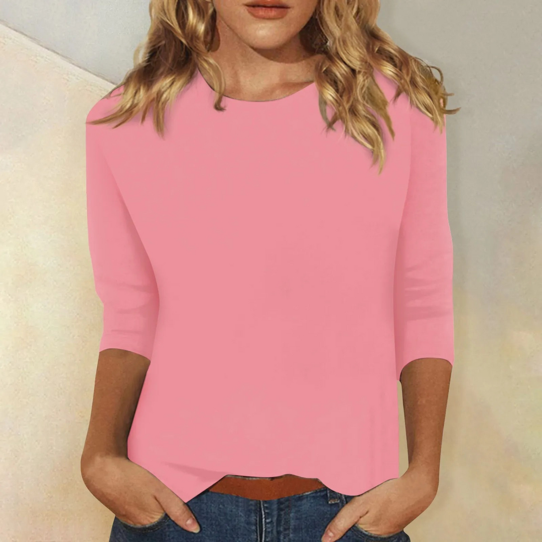 Plain Women's Top With A Round Neckline - Terri
