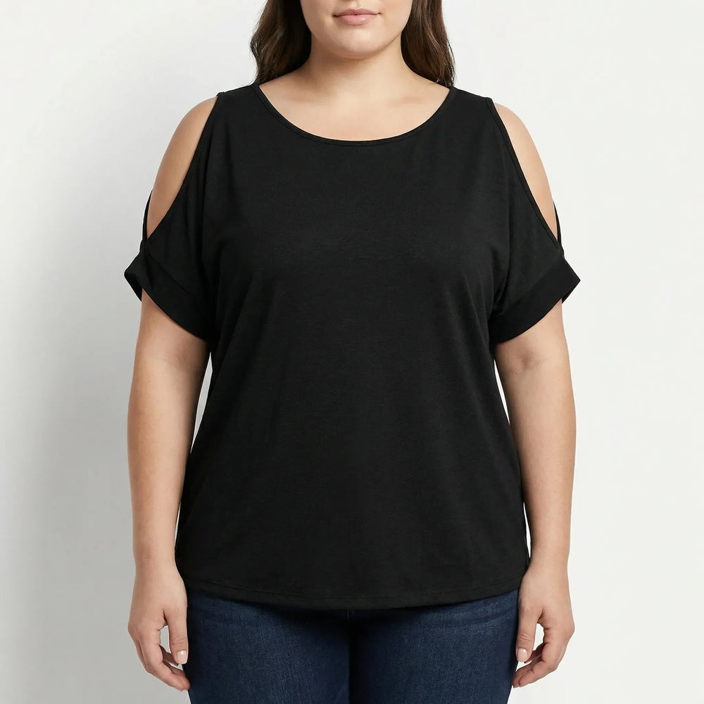 Plus Size Cold-Shoulder Short Sleeve Top - Melissa