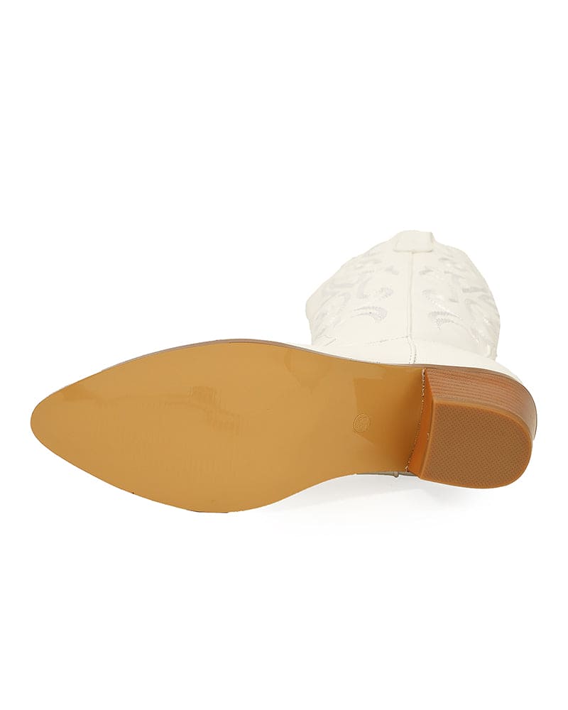 Pointed Toe Block Heel Cowboy Boot - Brandy
