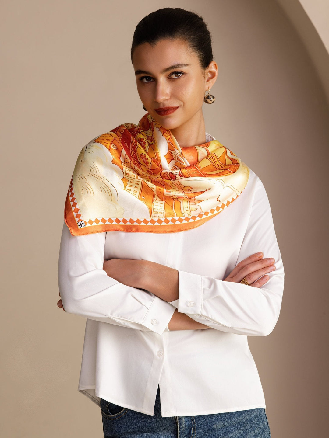 Printed Square Neck Scarf - Volaris