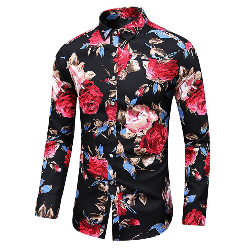 Trendy Bloemenprint Overhemd - Finn
