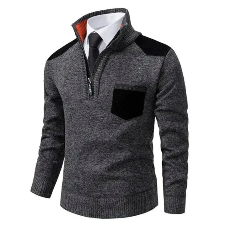 Heren trui met edge-zipper-hals en lange mouwen – Cedric