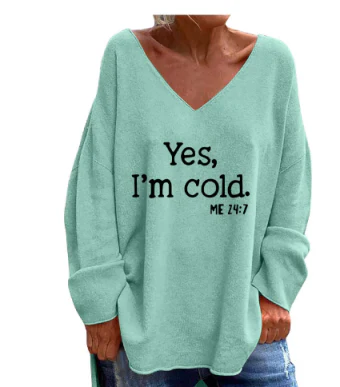 Oversized Dames Trui met V-hals & Patronen – Alenia