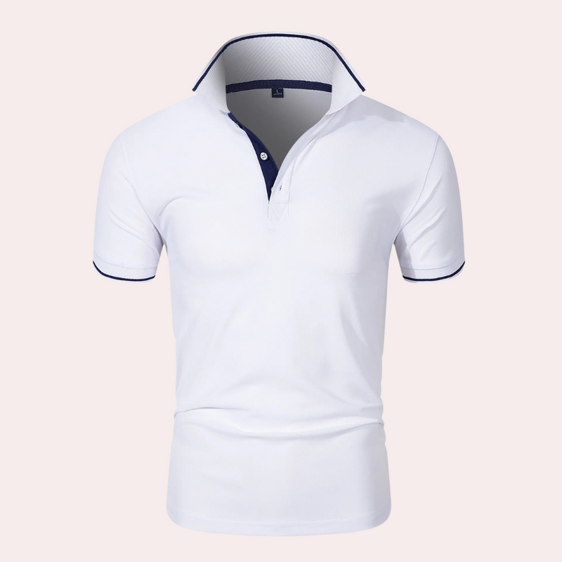 Trendy White Men’s Polo - Tiberius