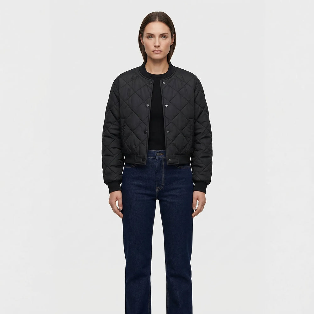 Quilted Cropped Bomber Jacket - Marcella