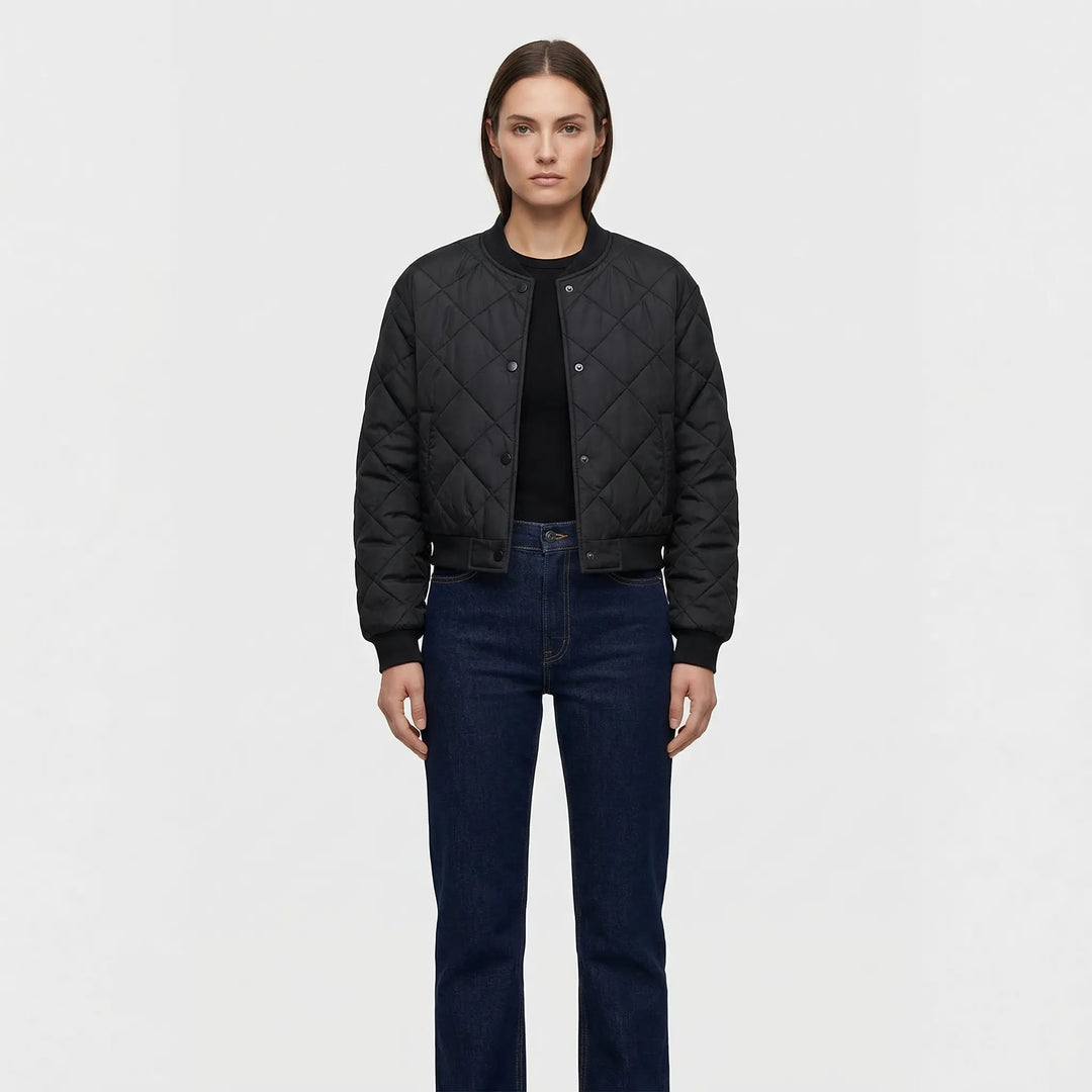 Quilted Cropped Bomber Jacket - Marcella