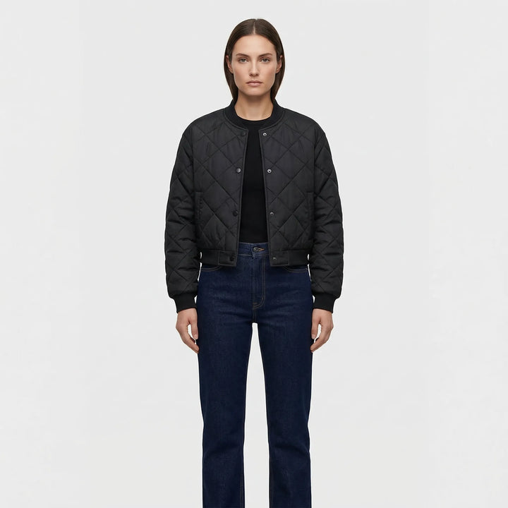 Quilted Cropped Bomber Jacket - Marcella