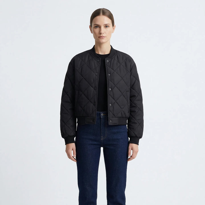 Quilted Cropped Bomber Jacket - Marcella