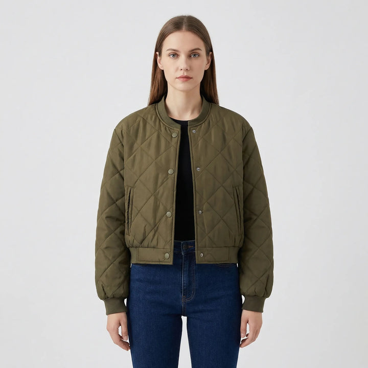 Quilted Cropped Bomber Jacket - Marcella
