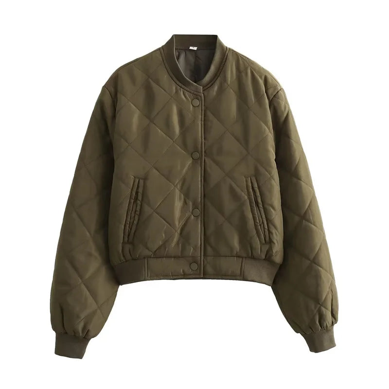Quilted Cropped Bomber Jacket - Marcella