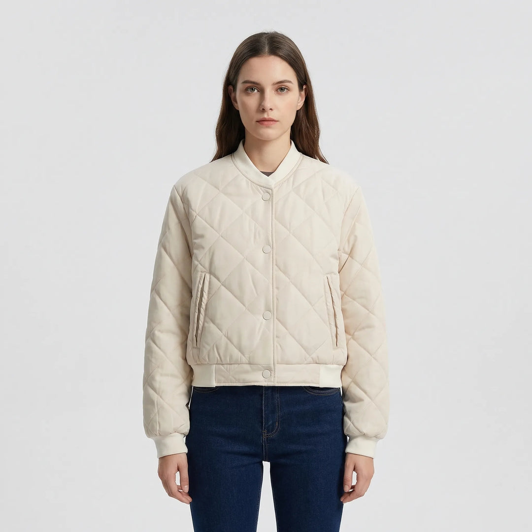 Quilted Cropped Bomber Jacket - Marcella