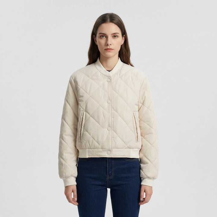 Quilted Cropped Bomber Jacket - Marcella