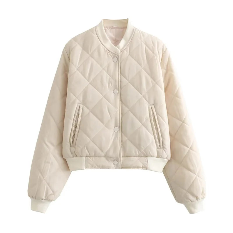 Quilted Cropped Bomber Jacket - Marcella