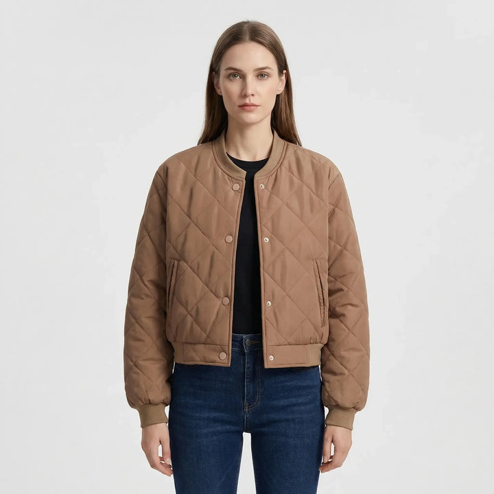 Quilted Cropped Bomber Jacket - Marcella