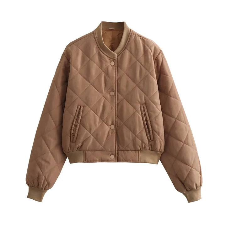 Quilted Cropped Bomber Jacket - Marcella