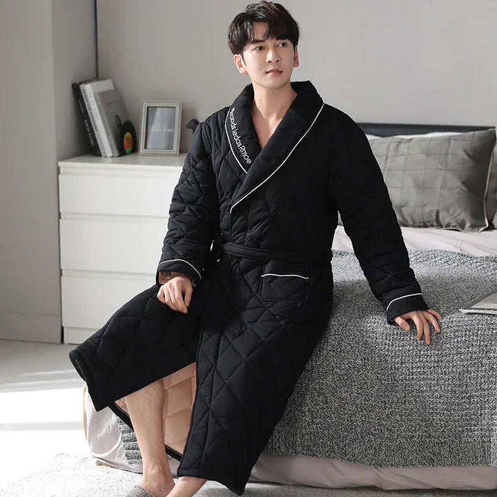 Quilted Three-Layer Long Dressing Gown - Wade