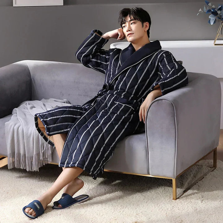 Quilted Three-Layer Long Dressing Gown - Wade