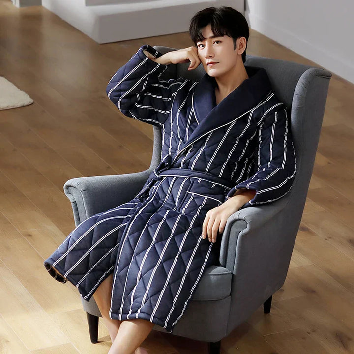 Quilted Three-Layer Long Dressing Gown - Wade