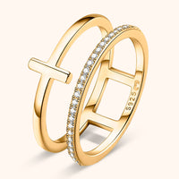 Stylish Double Cross Ring - Celeste