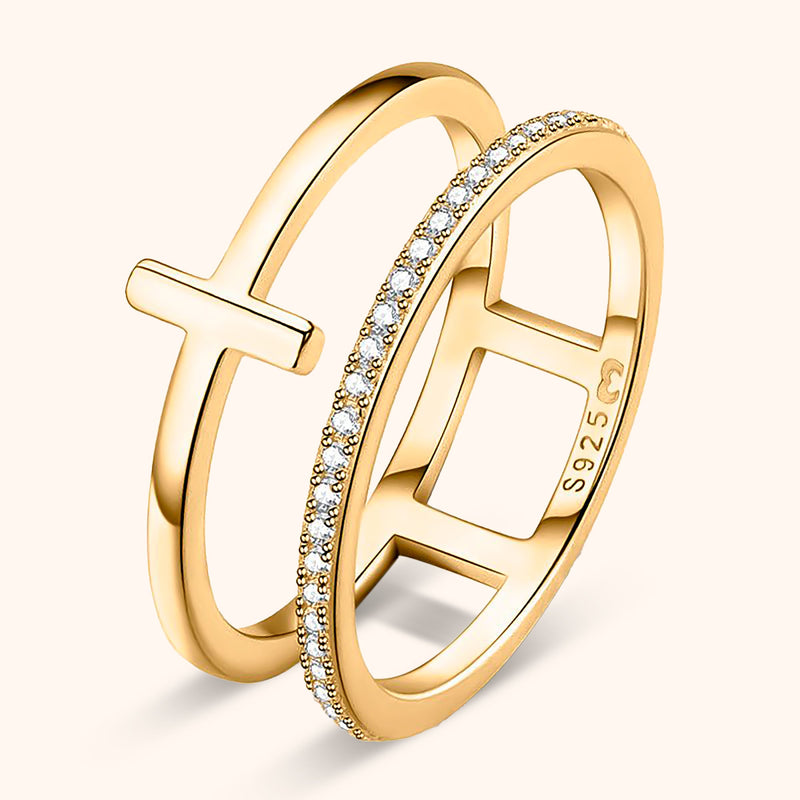 Stylish Double Cross Ring - Celeste
