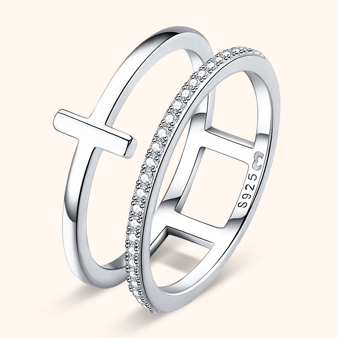 Stylish Double Cross Ring - Celeste