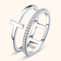 Stylish Double Cross Ring - Celeste