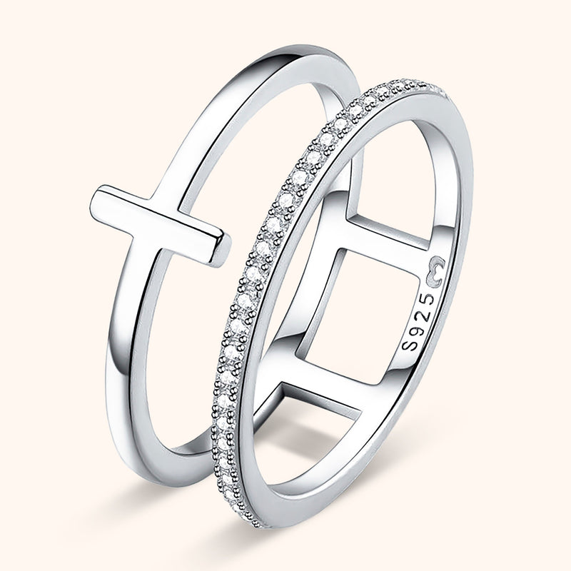 Stylish Double Cross Ring - Celeste