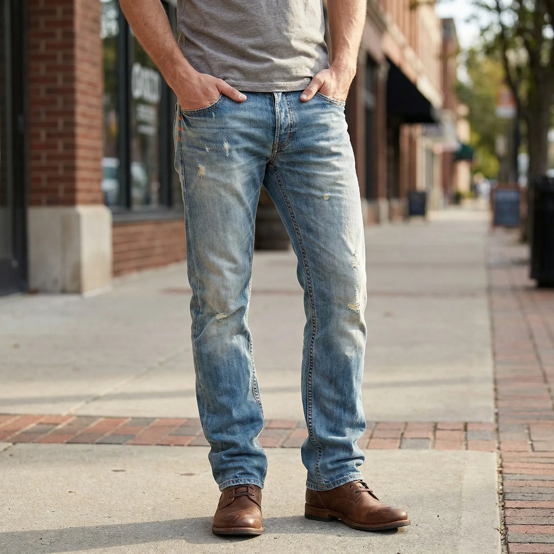 Rechte Herenjeans Met Gescheurde Details - Harold