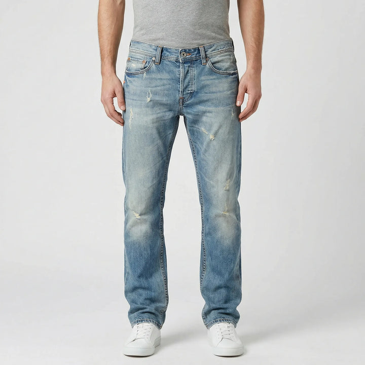 Rechte Herenjeans Met Gescheurde Details - Harold