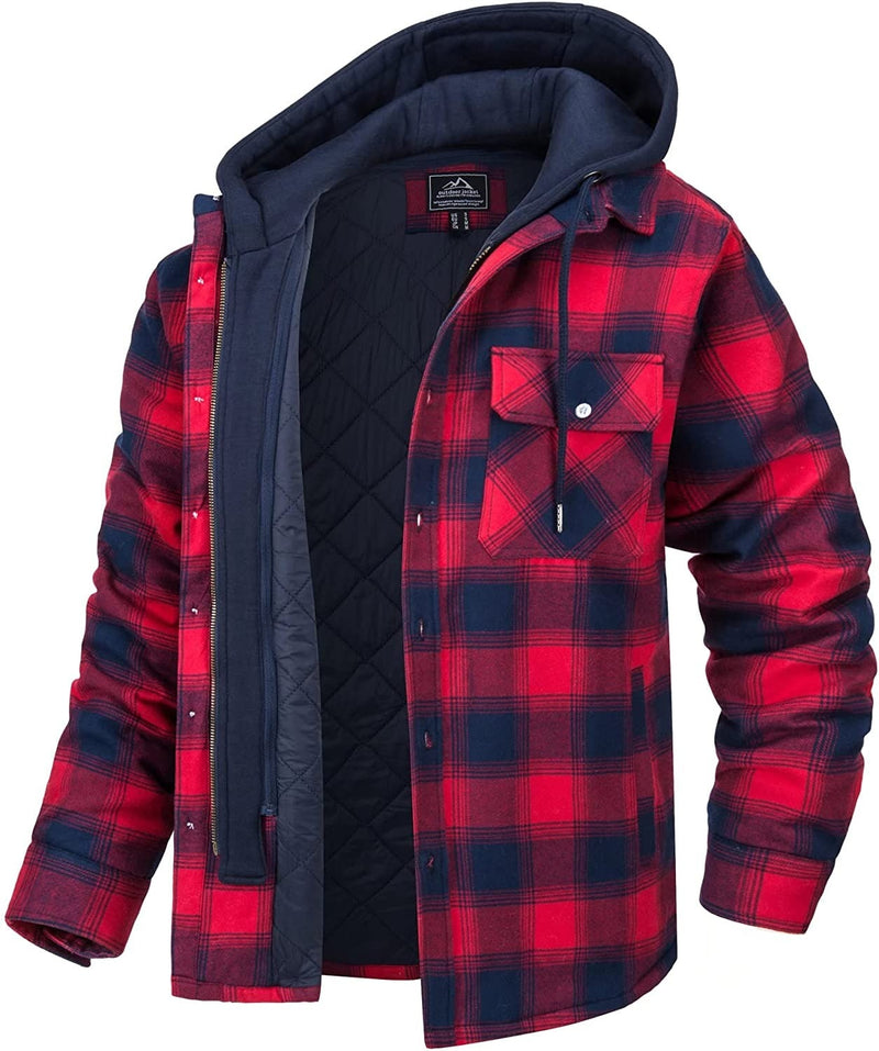 Plaid Men's Vest with Hood and Warm Lining - Ethan