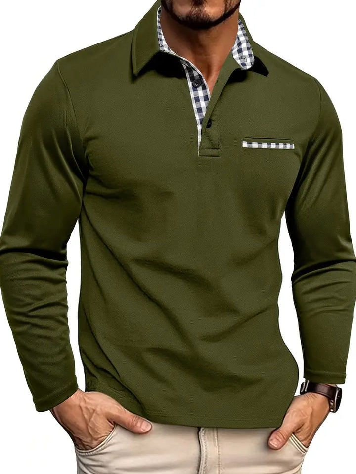 Relaxed Fit Long Sleeve Polo - Cedric