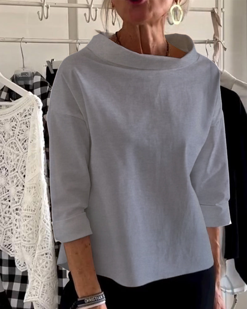Relaxed Fit Roll-Neck Women's Top - Joanne
