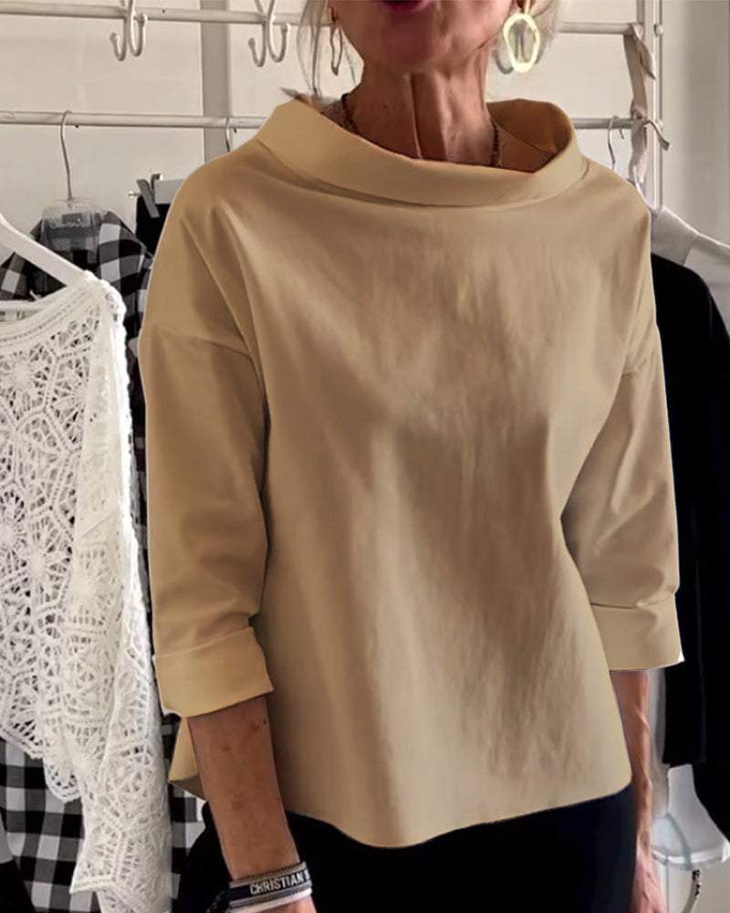 Relaxed Fit Roll-Neck Women's Top - Joanne