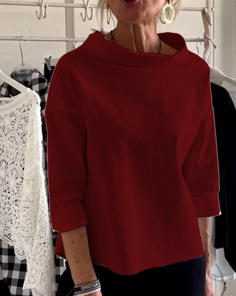 Relaxed Fit Roll-Neck Women's Top - Joanne