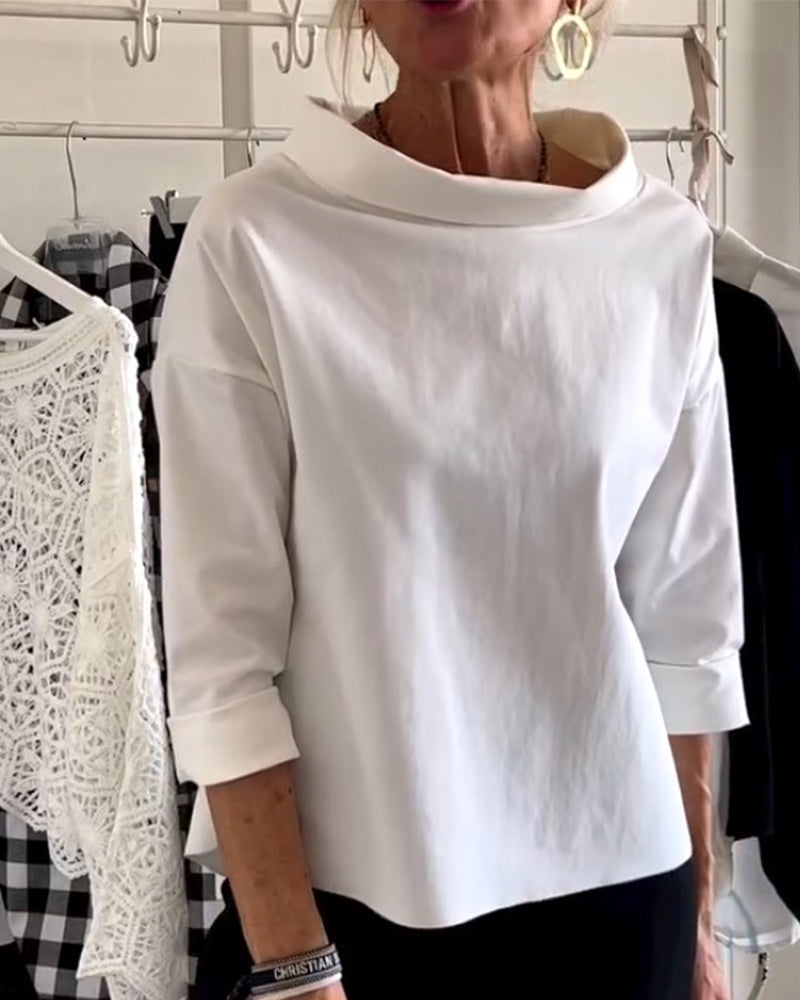 Relaxed Fit Roll-Neck Women's Top - Joanne